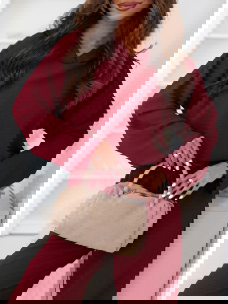 Bordowy komplet bluzka z... 2