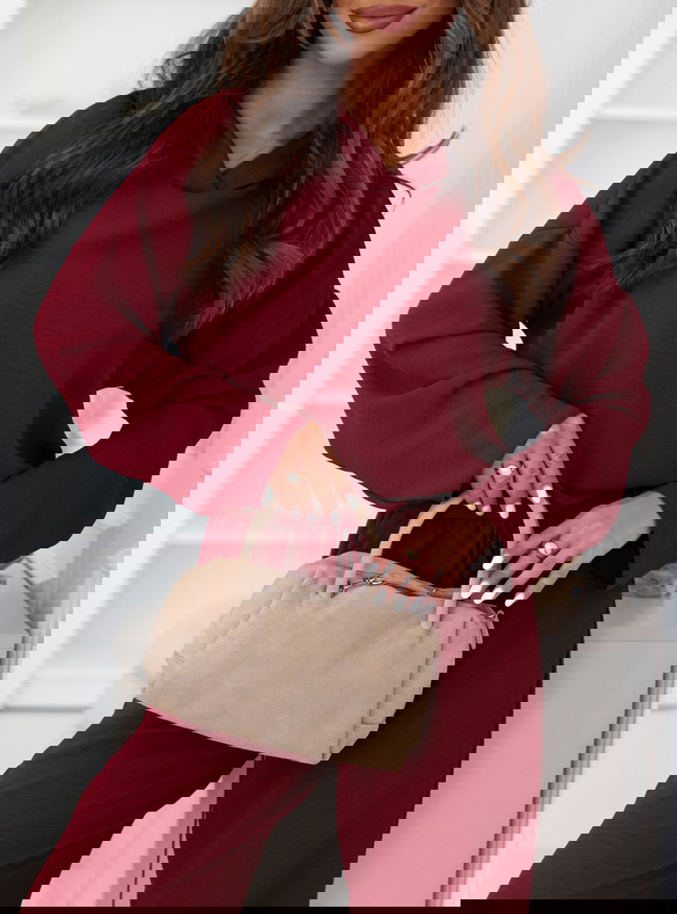 Bordowy komplet bluzka z kapturem i...