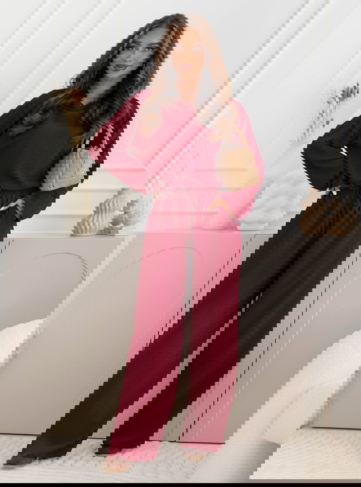 Bordowy komplet bluzka z kapturem i...