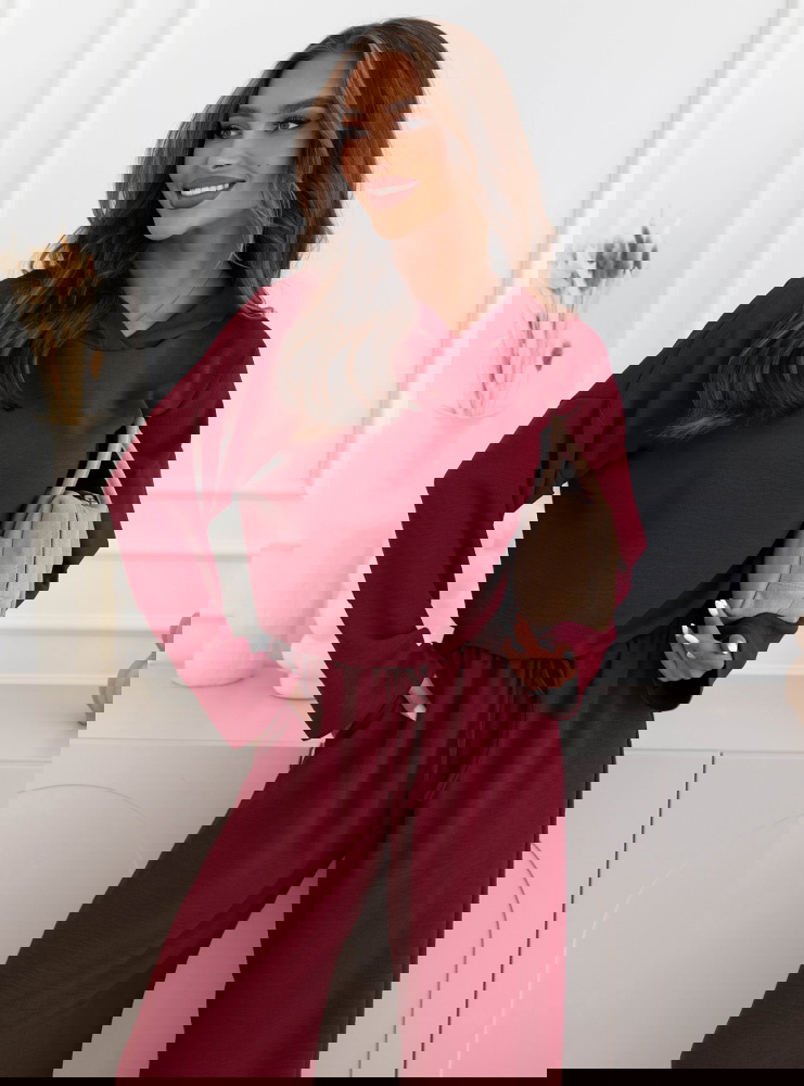 Bordowy komplet bluzka z kapturem i...