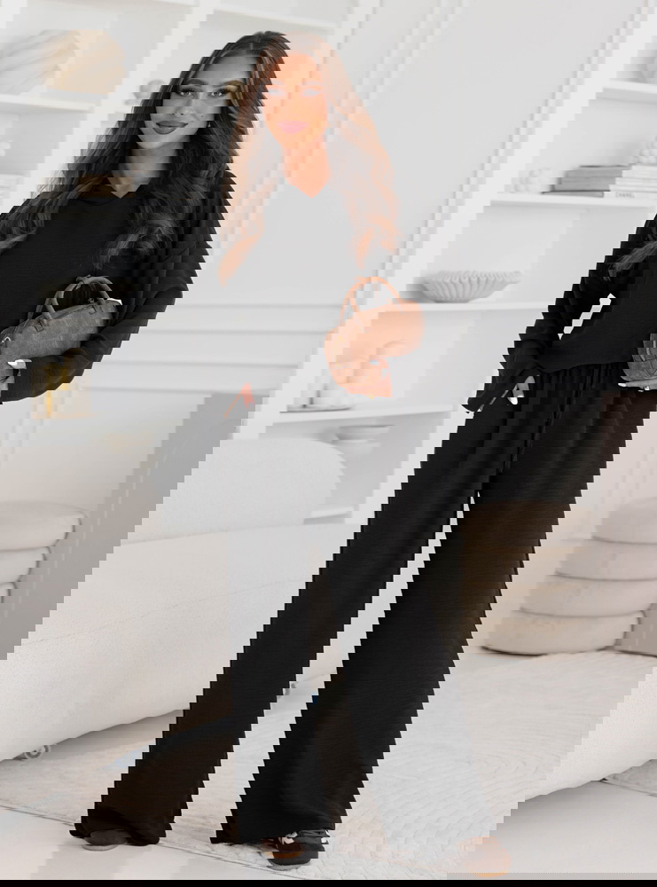 Czarny komplet bluzka z kapturem i...