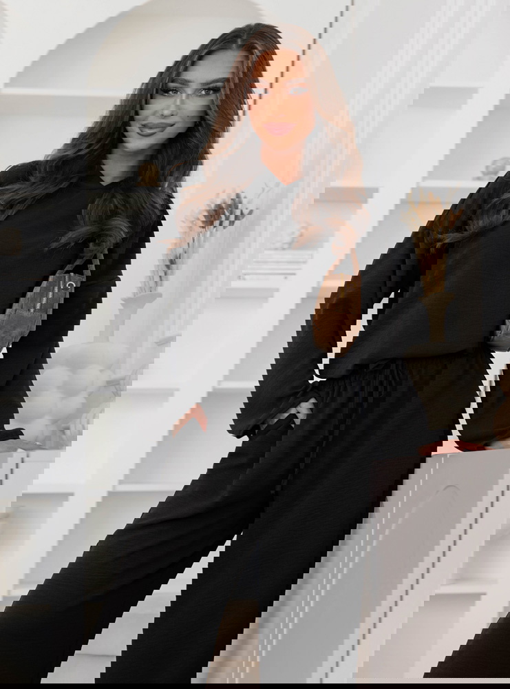 Czarny komplet bluzka z kapturem i...