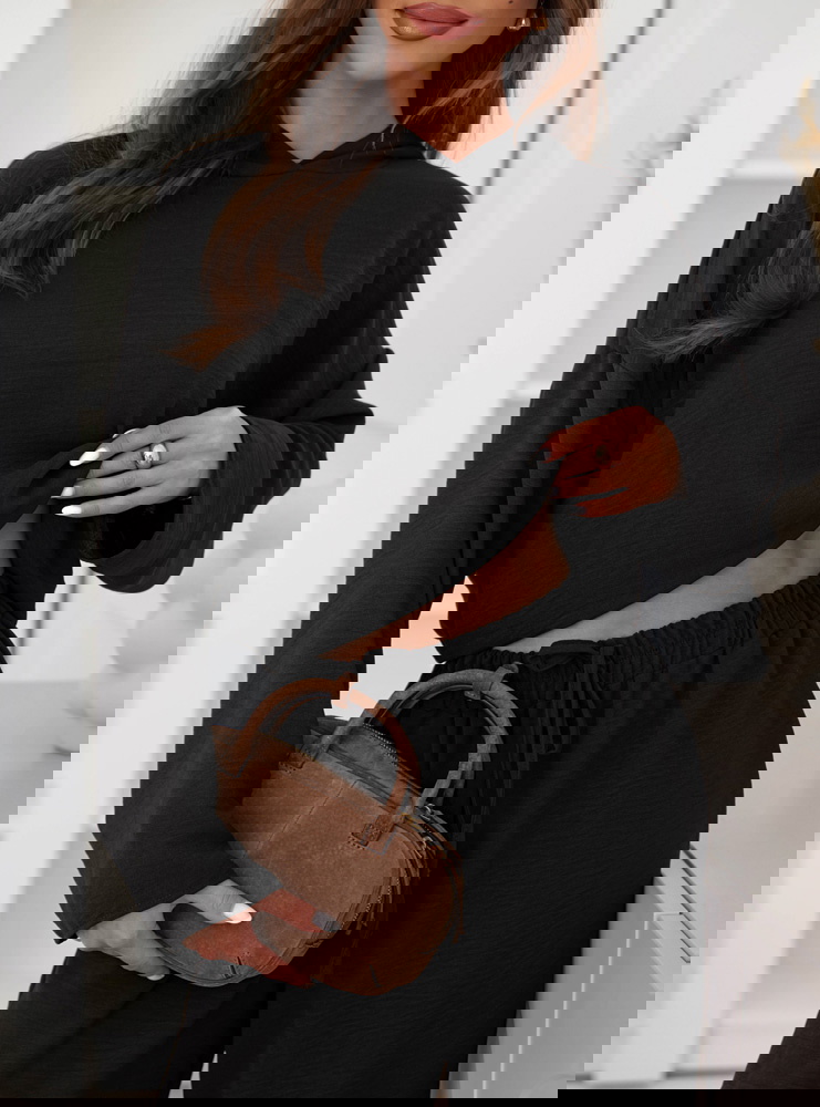 Czarny komplet bluzka z kapturem i...