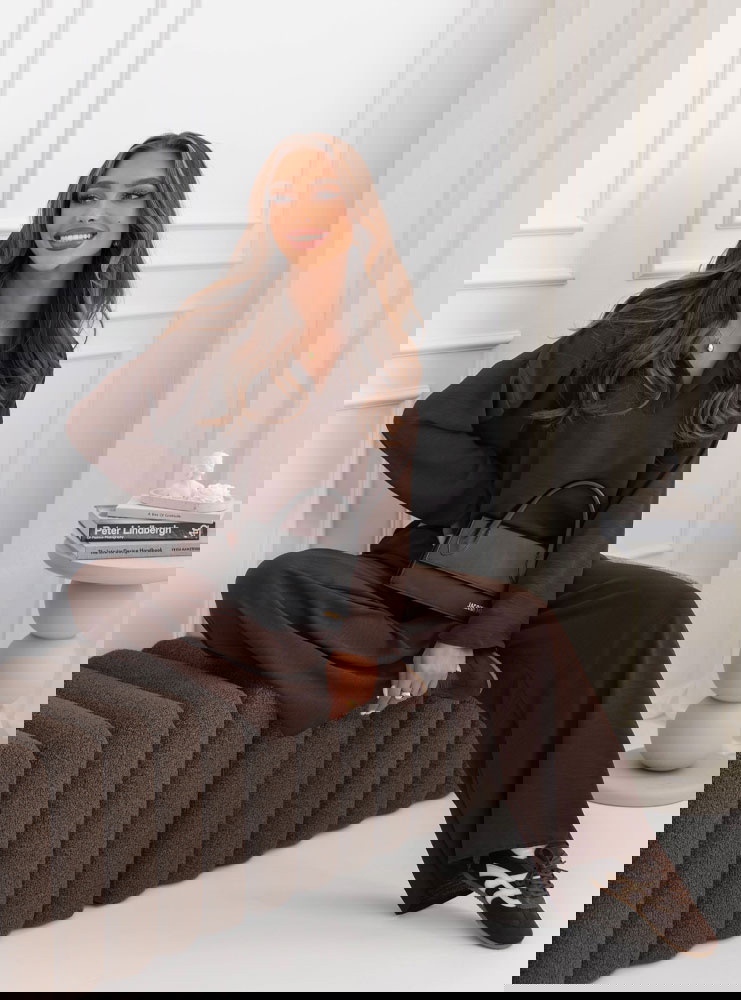 Czekoladowy komplet bluzka i szerokie...