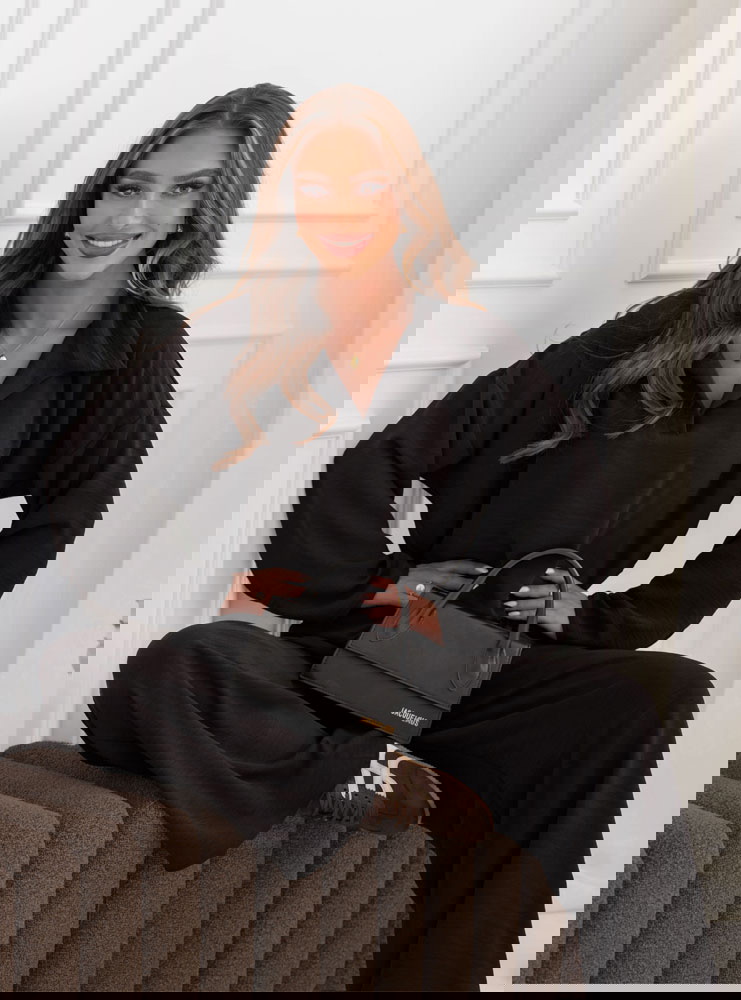 Czarny komplet bluzka i szerokie...