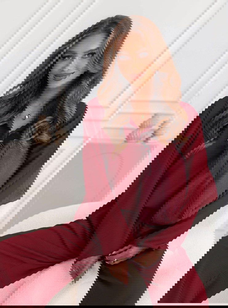 Bordowy komplet bluzka i szerokie...