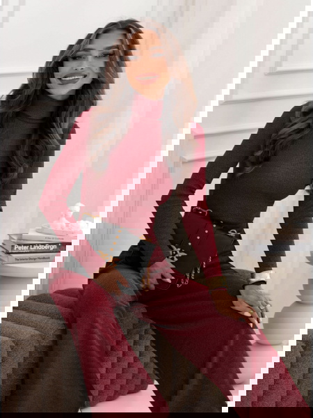 Bordowy prążkowany komplet... 2