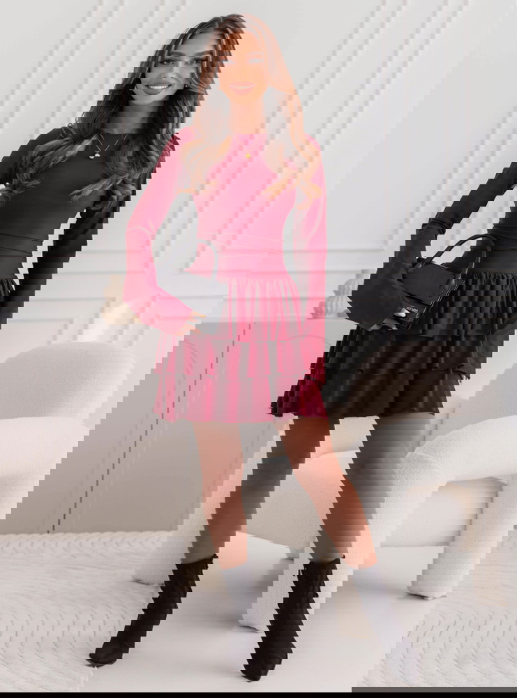 Bordowy kombinezon jak sukienka z...