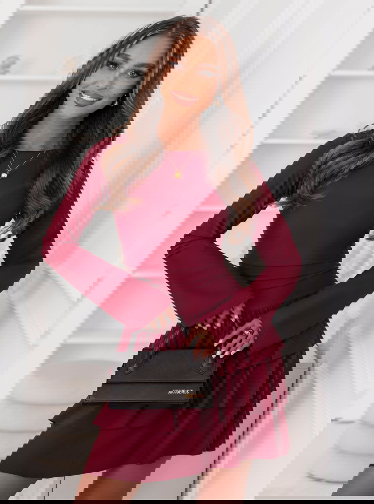 Bordowy kombinezon jak sukienka z...