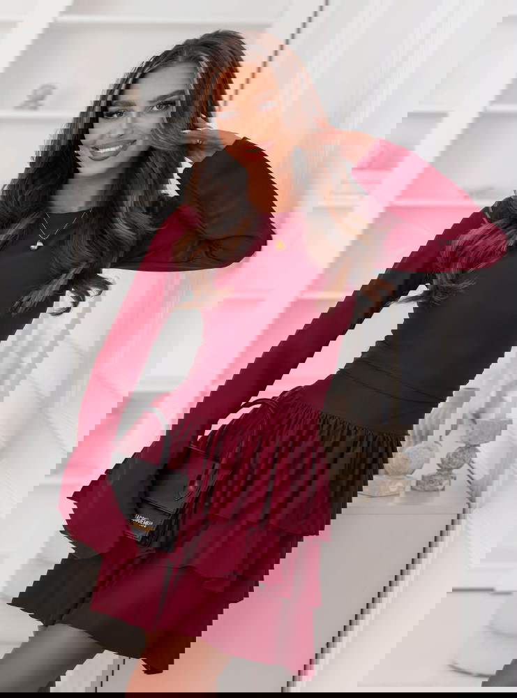 Bordowy kombinezon jak sukienka z...