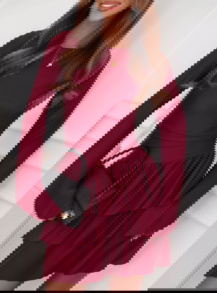 Bordowy kombinezon jak sukienka z...