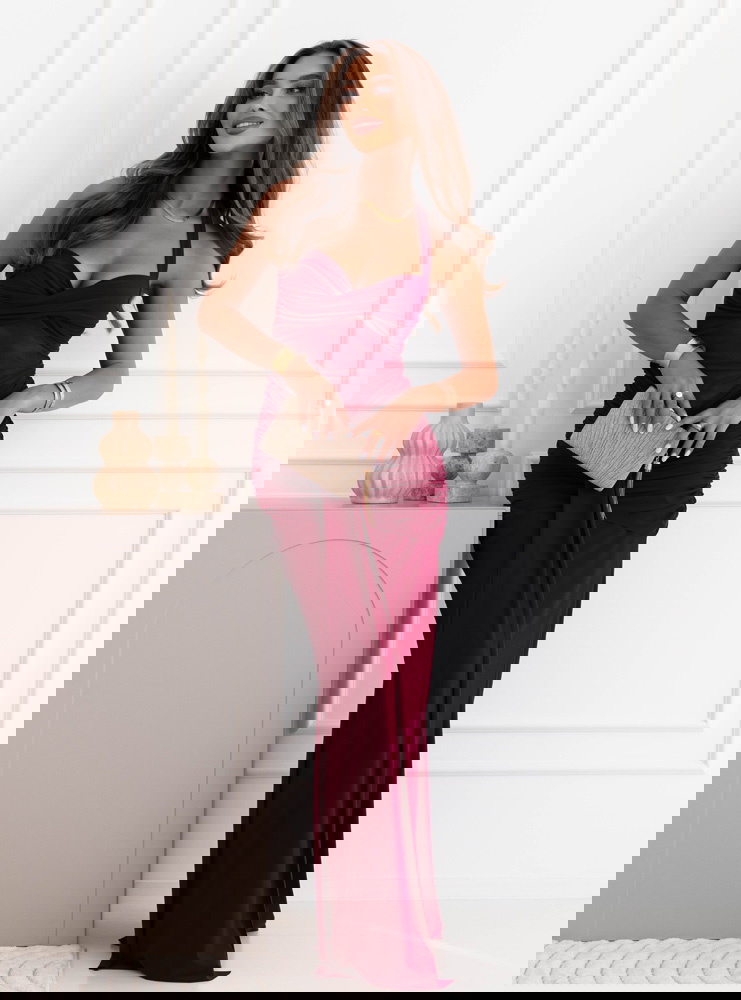 Bordowa długa sukienka z wiązaniem...