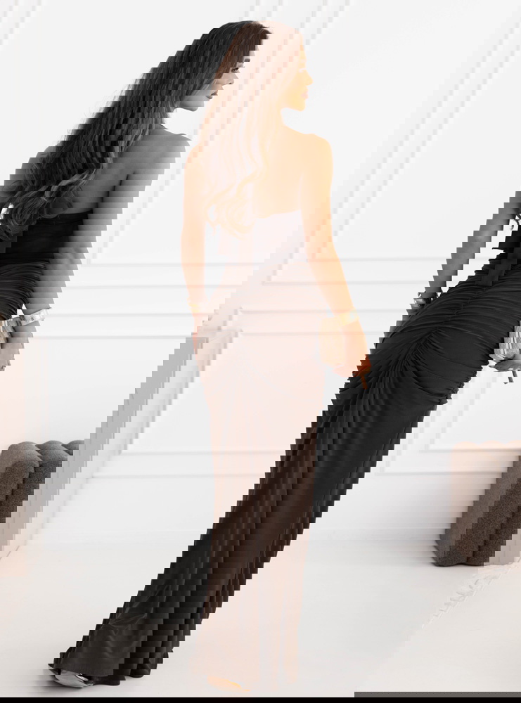 Czekoladowa długa sukienka z...