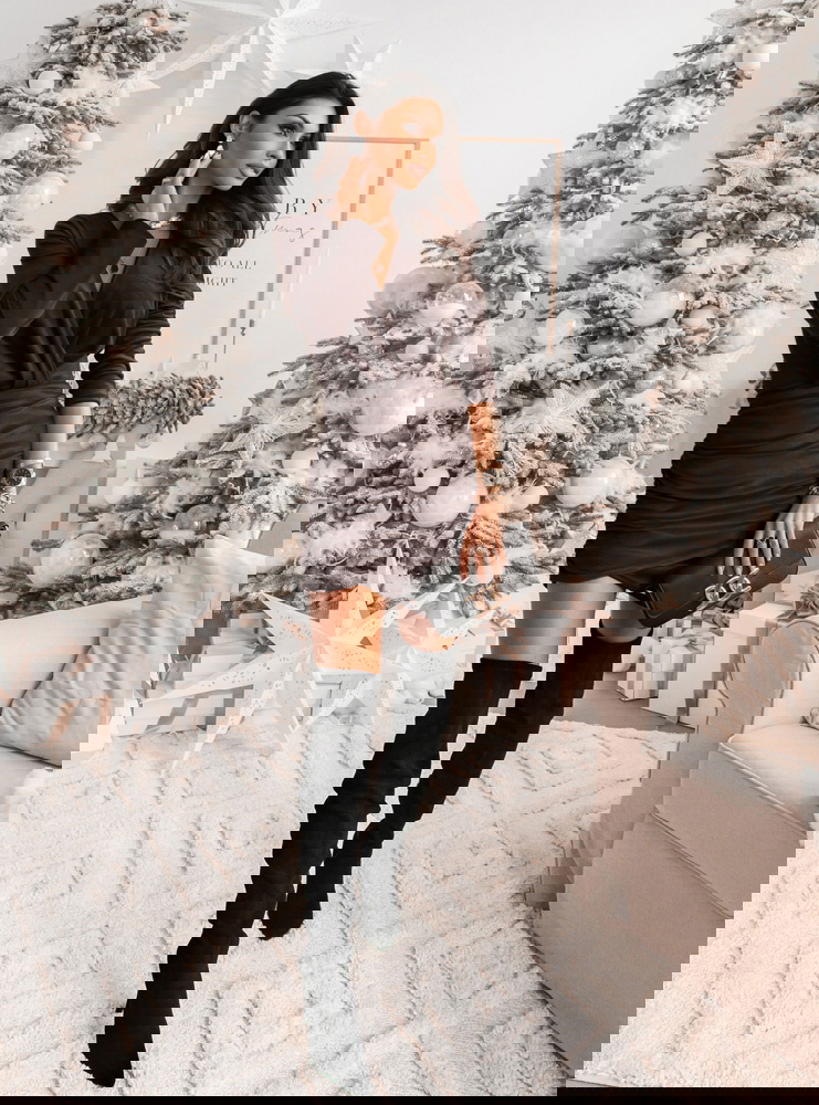 Czekoladowa welurowa sukienka z...