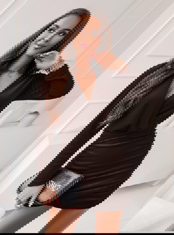 Czekoladowa welurowa sukienka z...