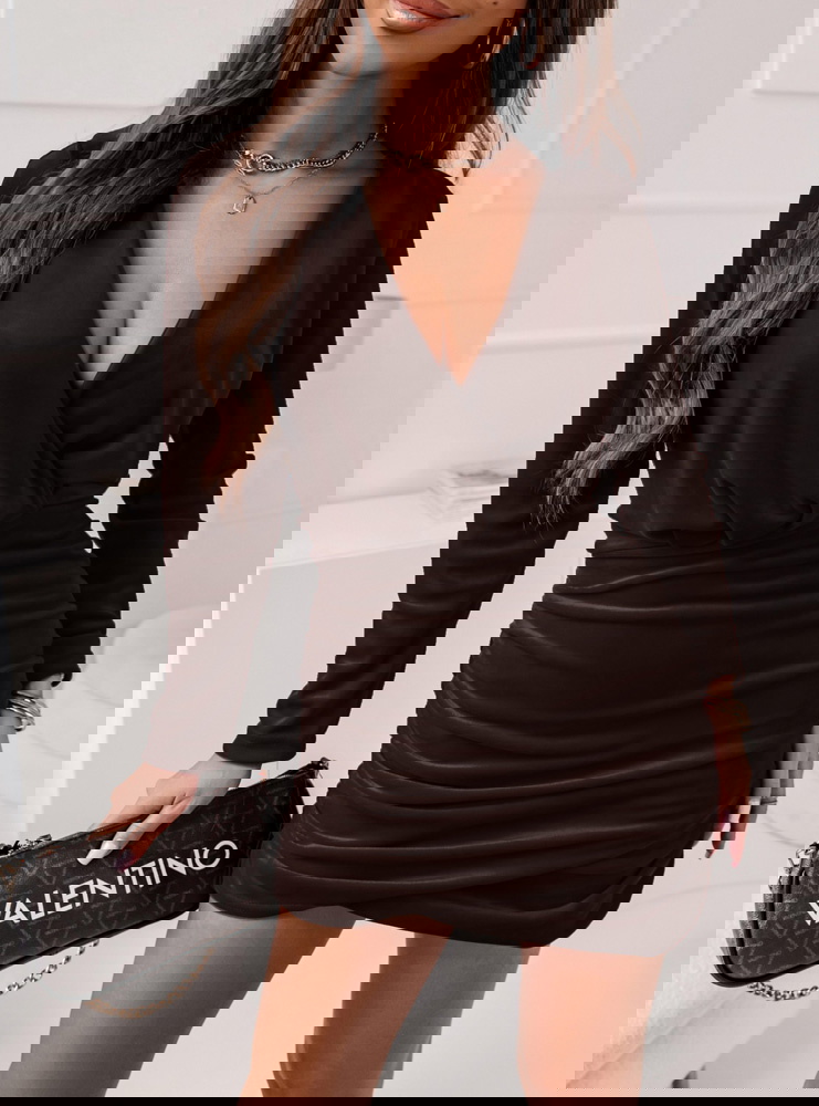 Czekoladowa welurowa sukienka z...