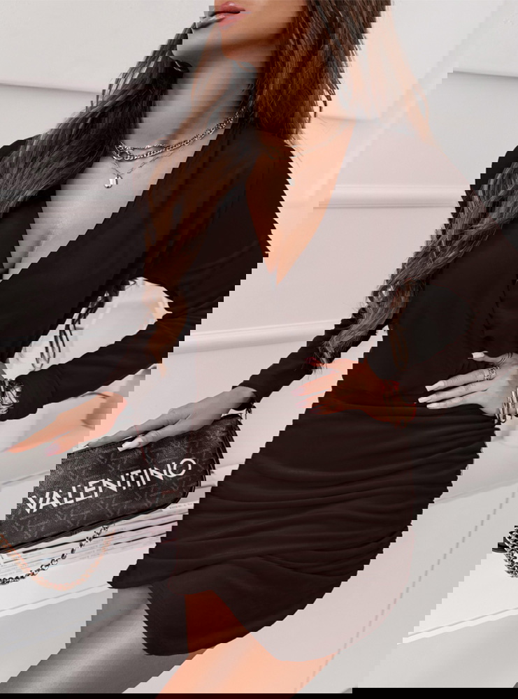 Czekoladowa welurowa sukienka z...