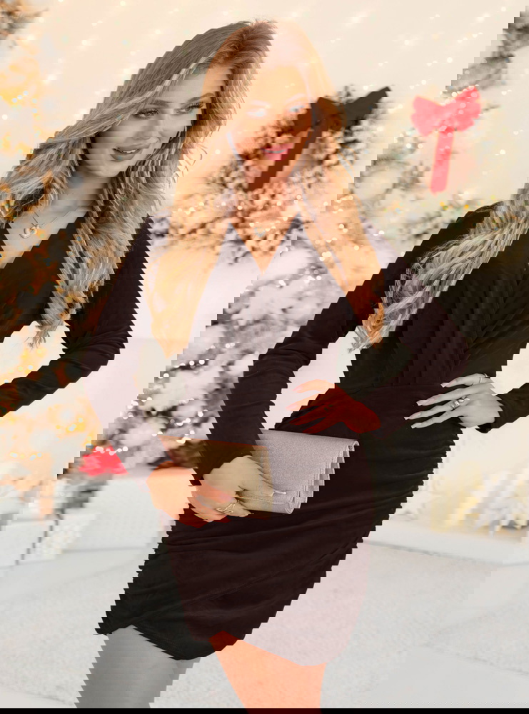 Czekoladowa welurowa sukienka z...