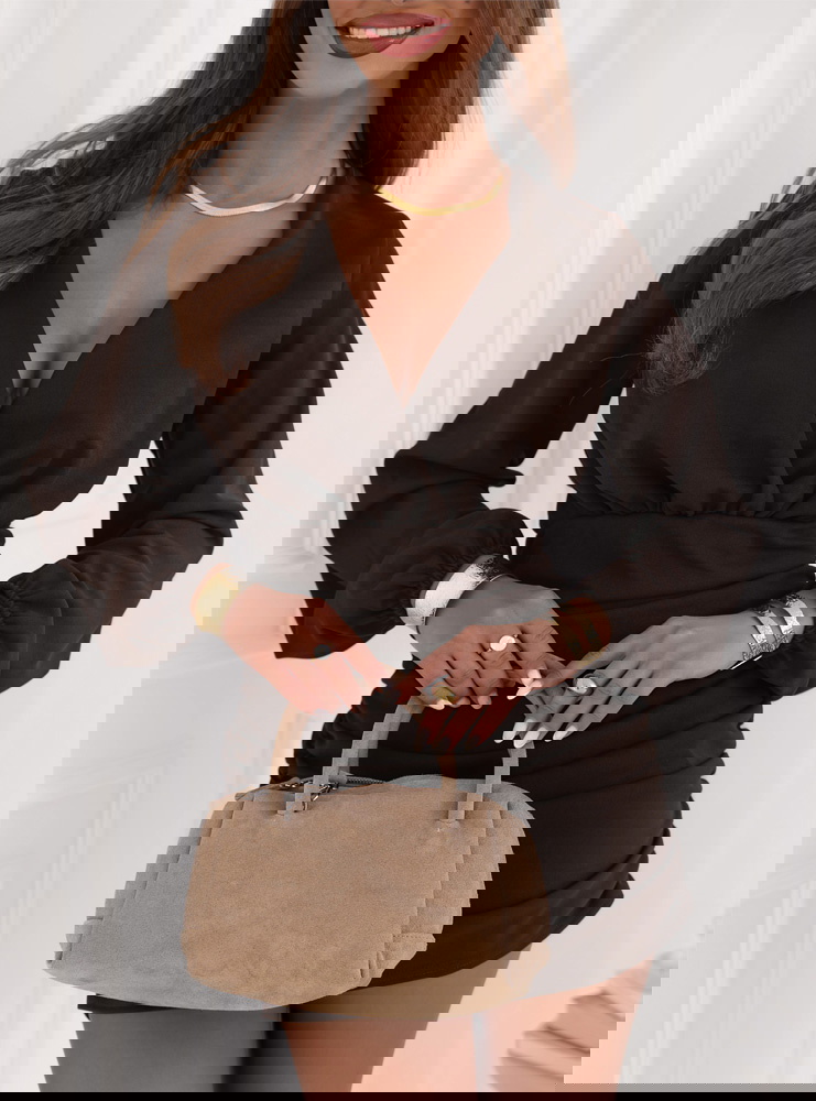 Czekoladowa sukienka mini z...