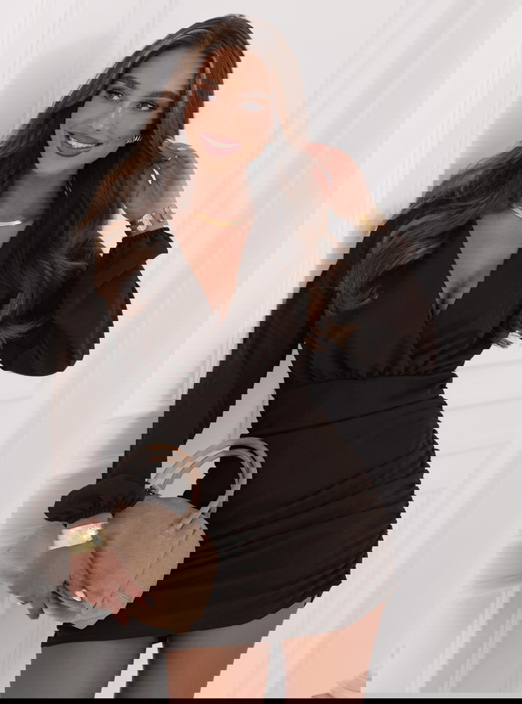 Czekoladowa sukienka mini z...