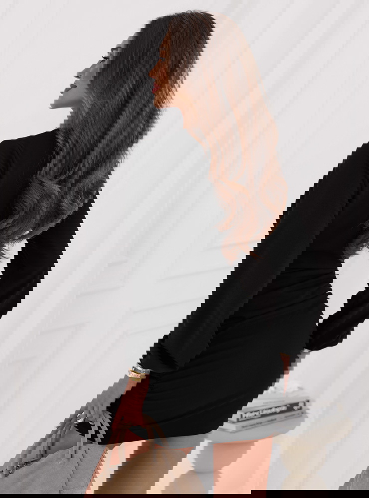 Czarna sukienka mini z przekładanym...