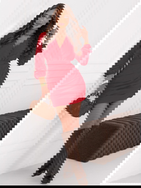 Malinowa sukienka mini z... 2