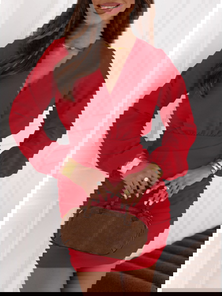 Malinowa sukienka mini z...