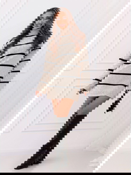 Beżowa sukienka swetrowa z... 2