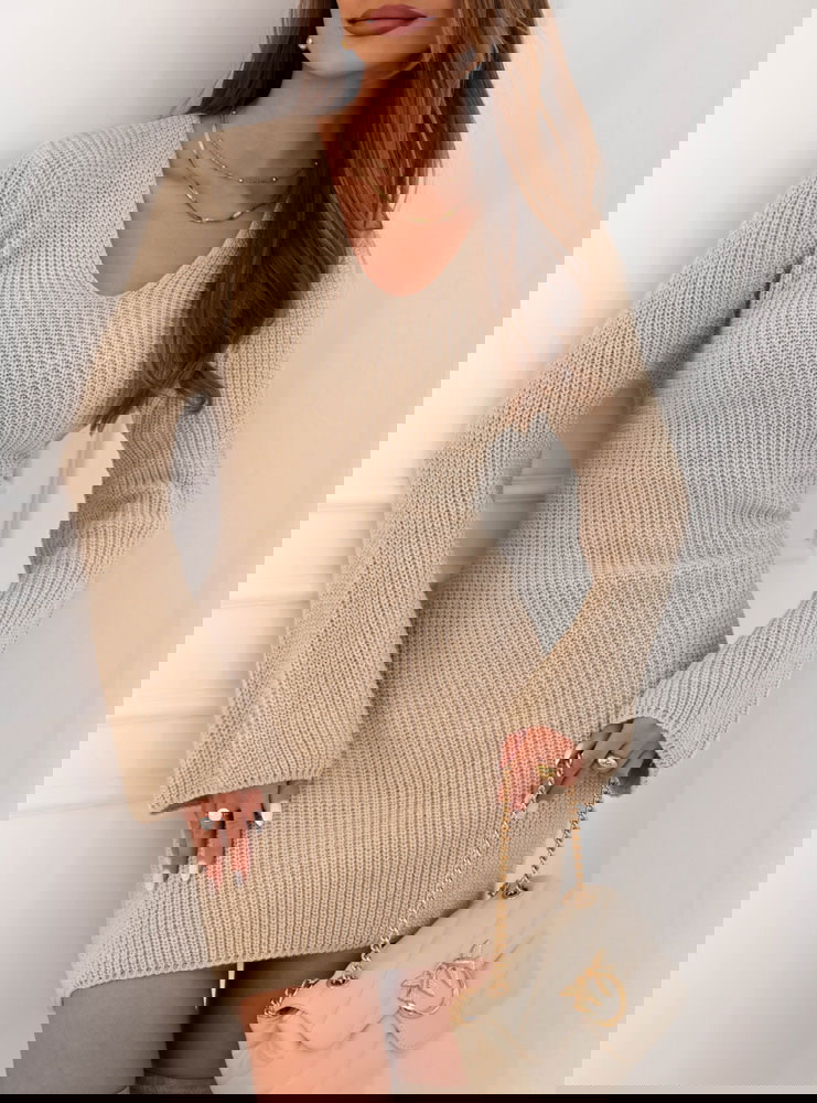 Beżowa sweterkowa sukienka Urvey