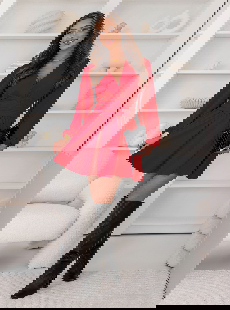 Malinowy kombinezon jak sukienka z...