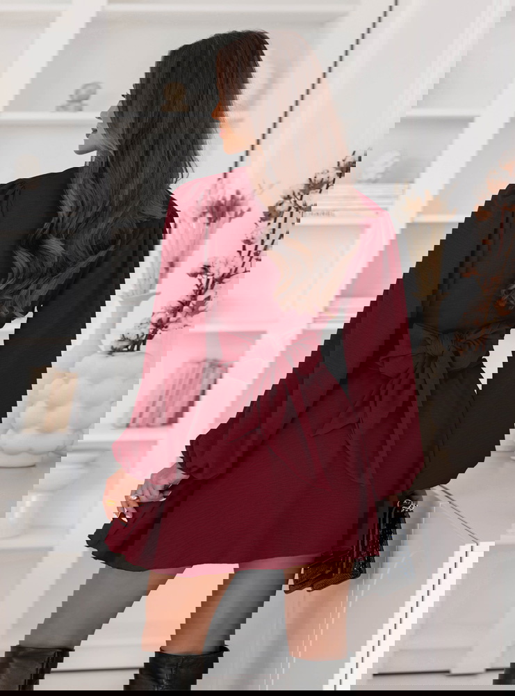 Bordowy kombinezon jak sukienka z...