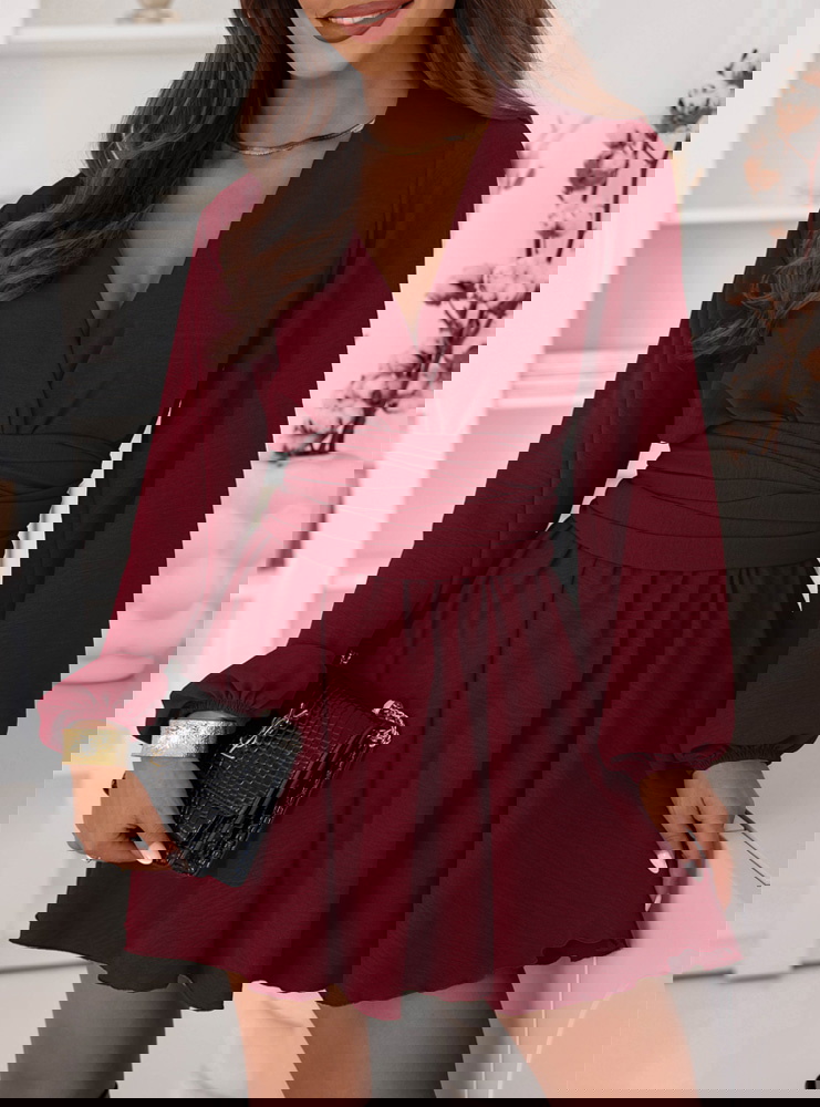 Bordowy kombinezon jak sukienka z...