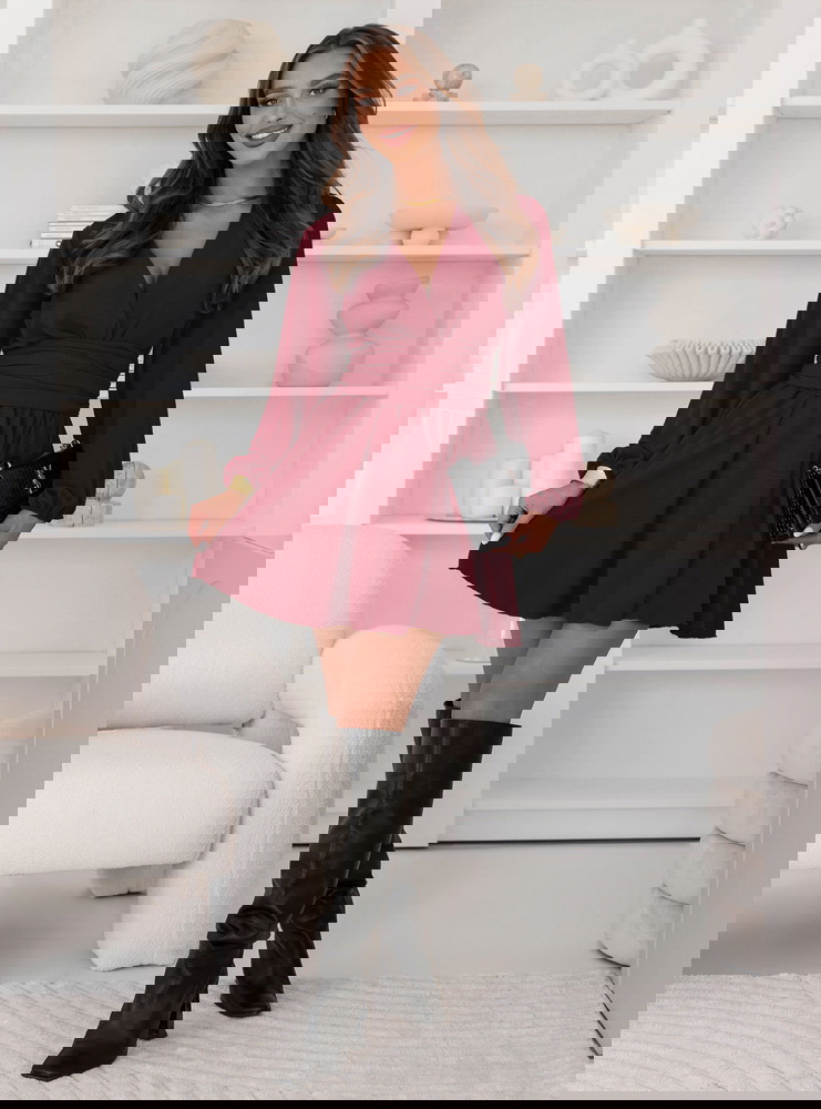 Bordowy kombinezon jak sukienka z...