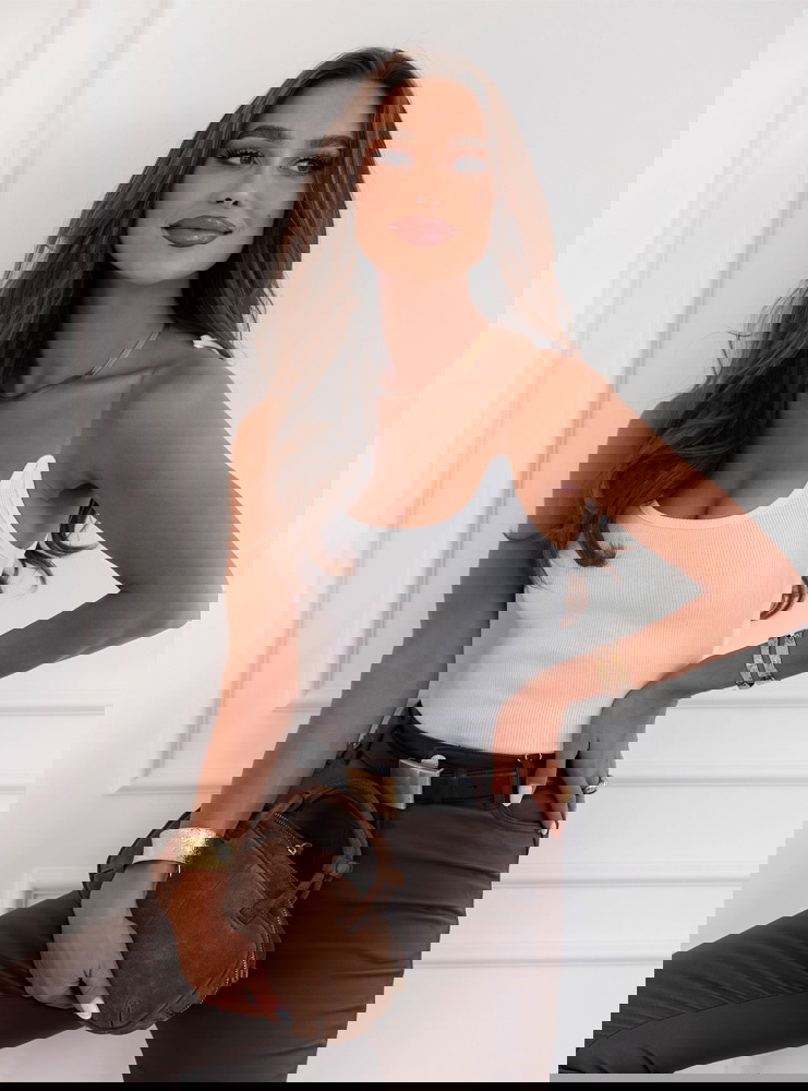 Biała prążkowana bluzka na...