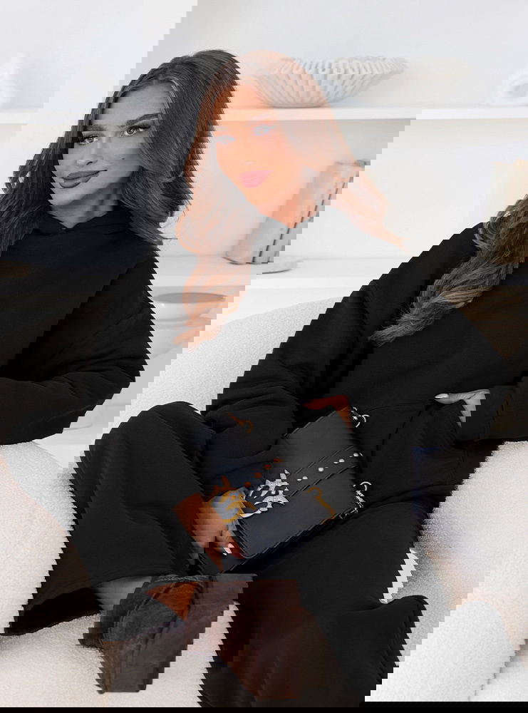 Czarny komplet dresowy bluza z...