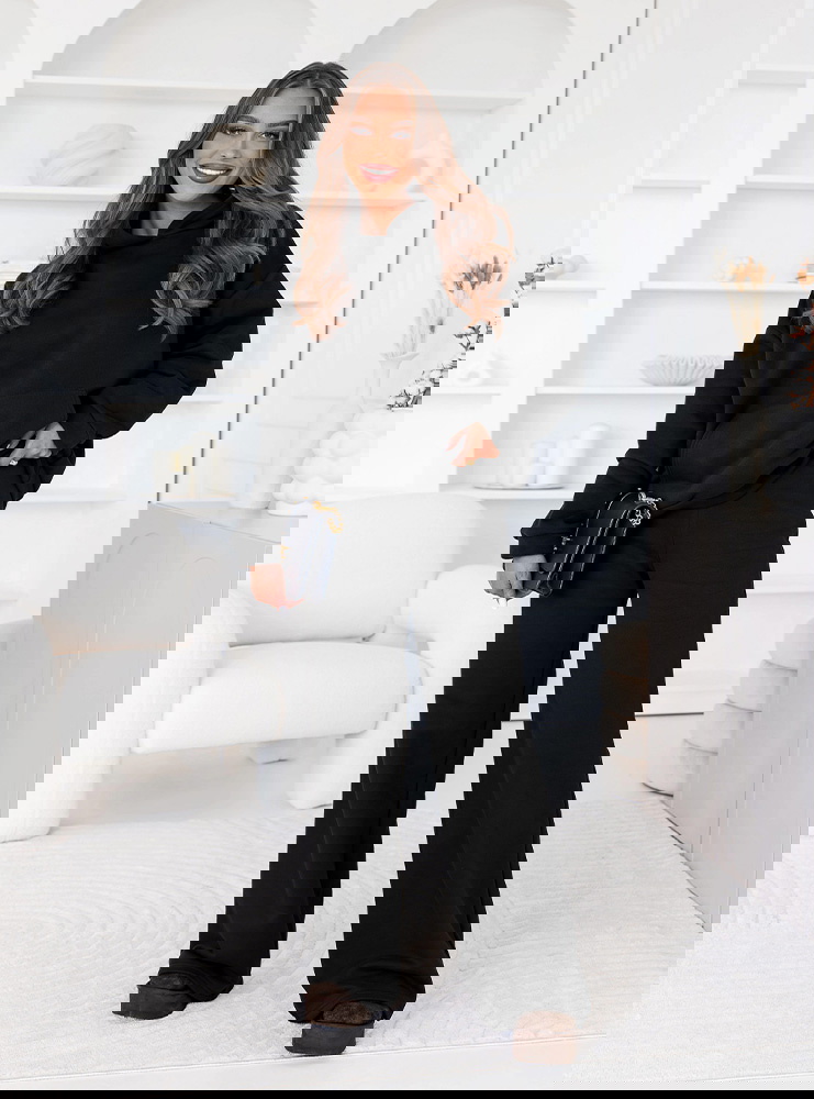 Czarny komplet dresowy bluza z...