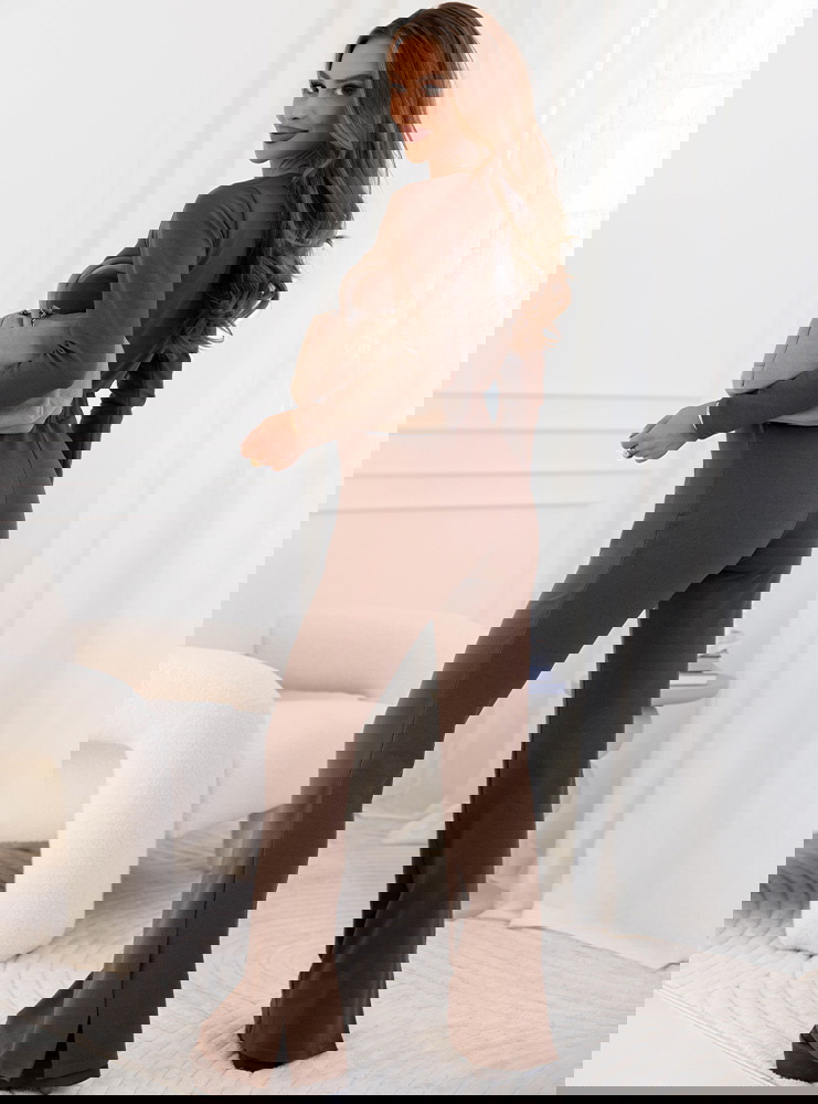 Czekoladowy komplet bluzka i spodnie...