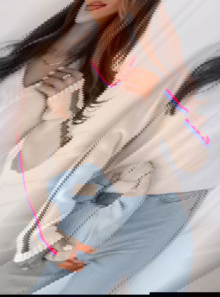 Sweter z dekoltem w serek Emerlie -...