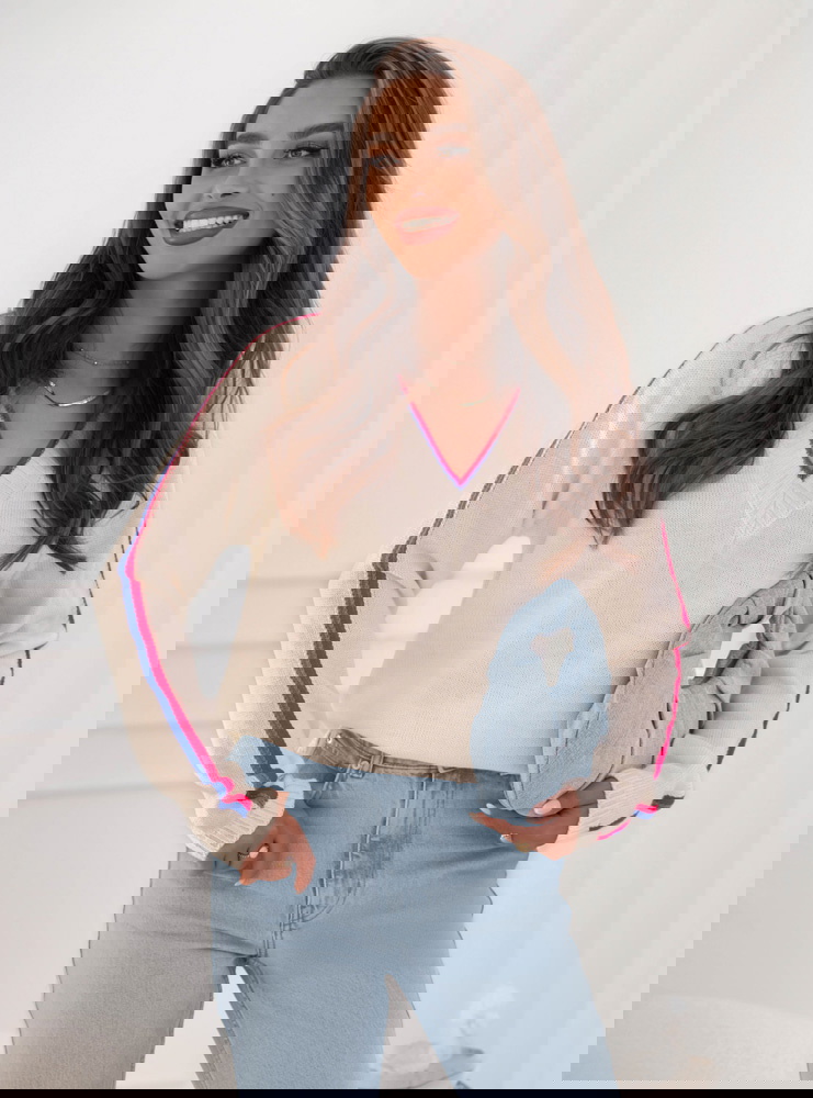 Sweter z dekoltem w serek Emerlie -...