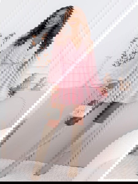 Pudrowa szyfonowa sukienka... 2