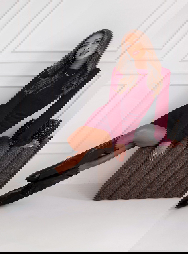 Bordowa prążkowana sukienka mini Jodele