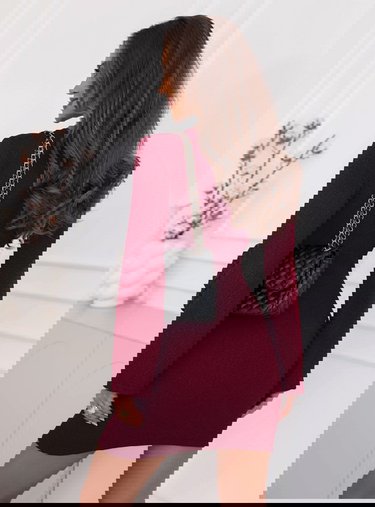 Bordowa prążkowana sukienka mini Jodele