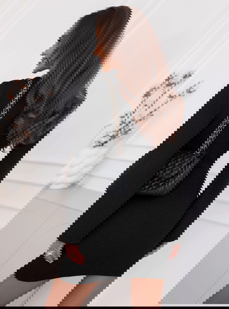 Czarna prążkowana sukienka mini Jodele