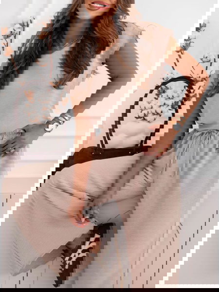 Beżowy komplet bluzka z...