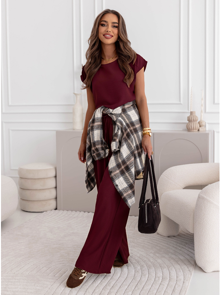 Bordowy komplet bluzka z... 2