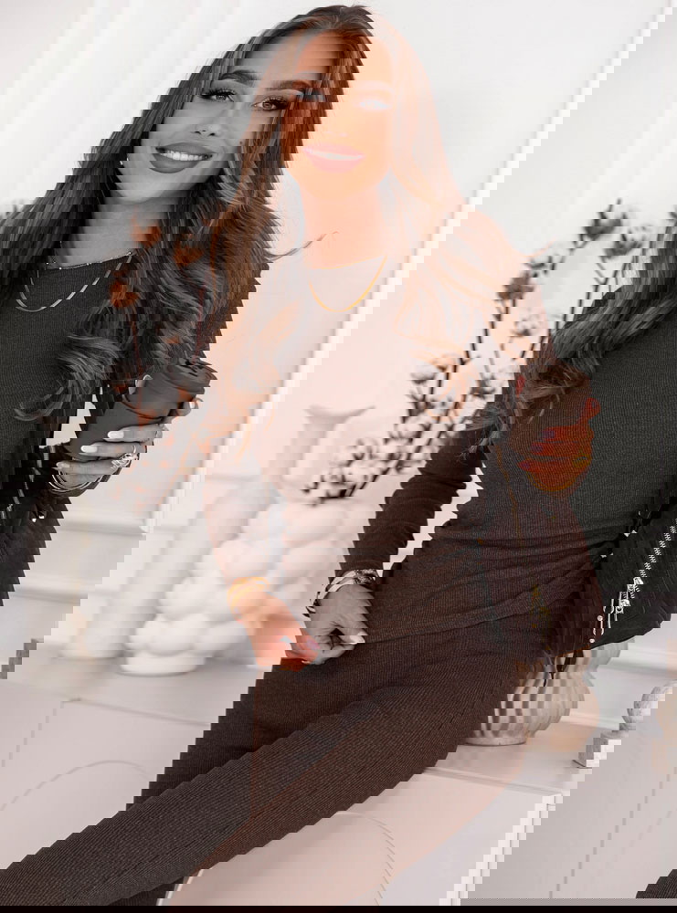 Czekoladowy prążkowany komplet...