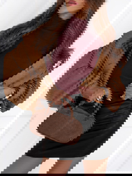 Bordowa prążkowana bluzka z... 2