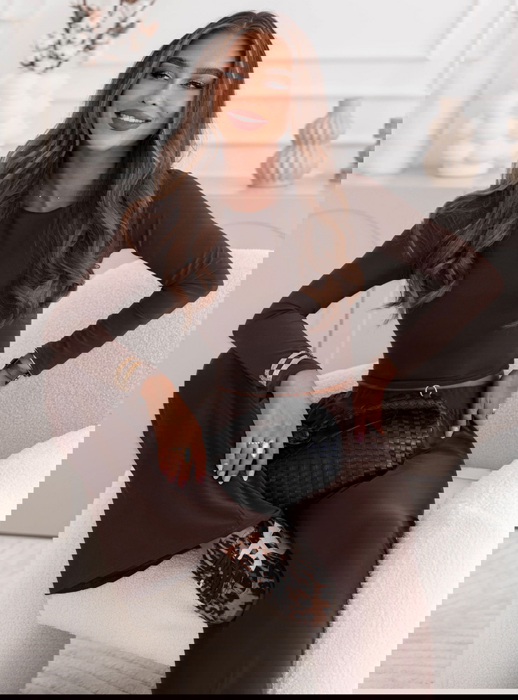 Czekoladowy komplet bluzka i szerokie...