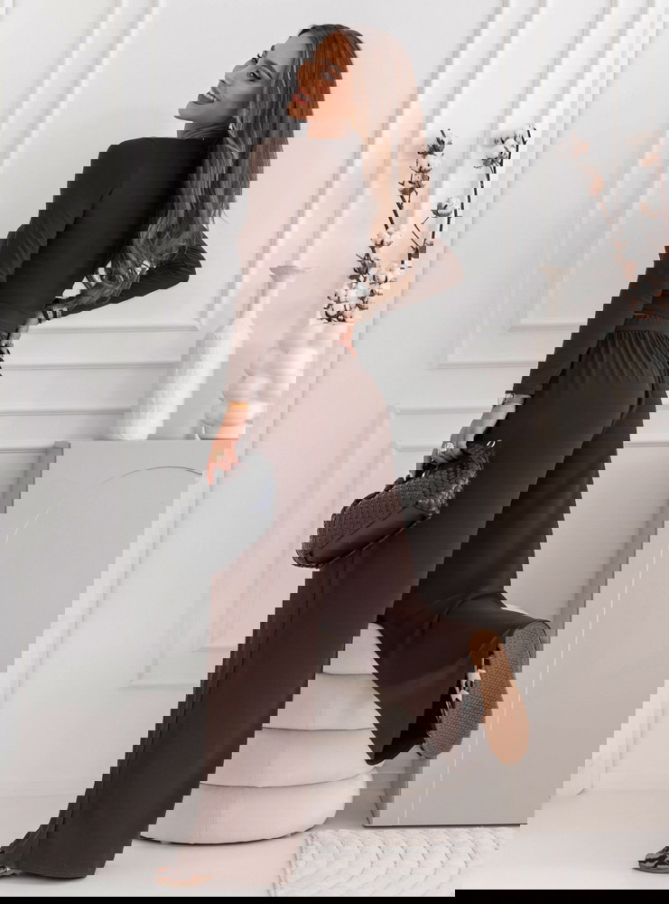 Czekoladowy komplet bluzka i szerokie...