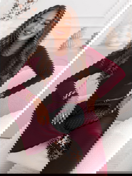 Bordowy komplet bluzka i...